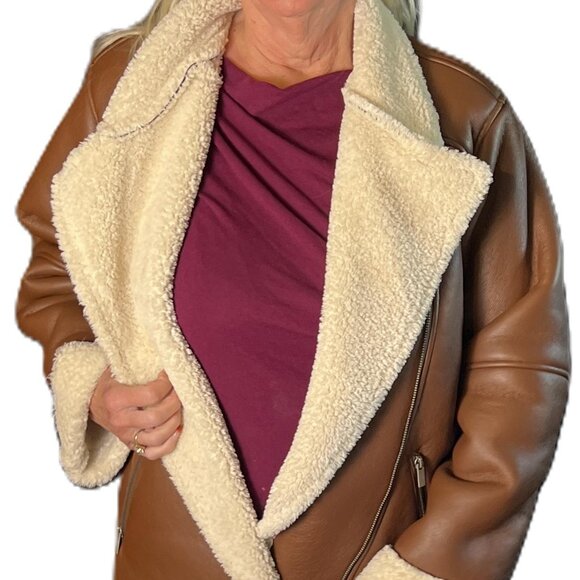 Splendid Brown Shearling Jacket - Picture 4 of 6